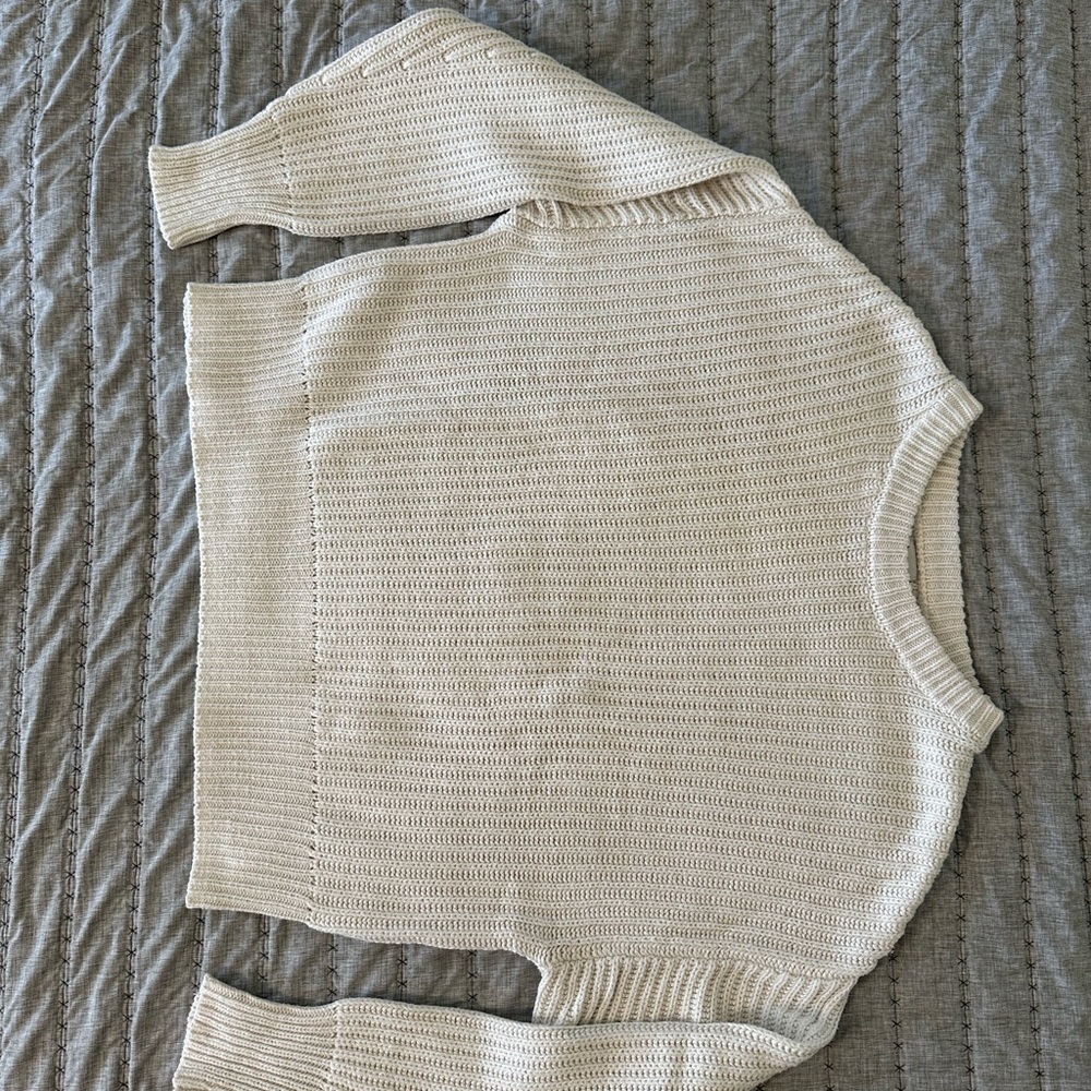A New Day Cream Crew Neck Sweater with Ribbed Texture